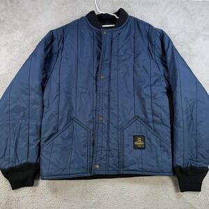 VTG Refrigiwear Jacket Men Medium Navy Insulated Quilted Lined Full Zip Workwear